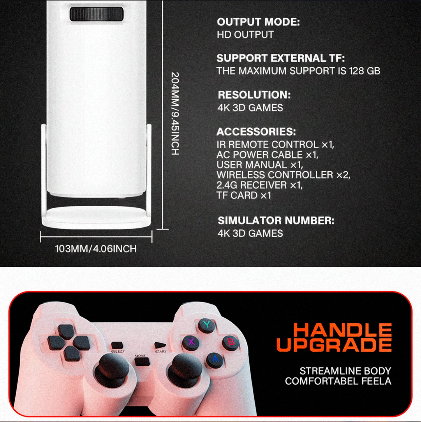 Beamly – 4K-Ready Projector + 2 FREE Game Controllers (Gaming Edition)