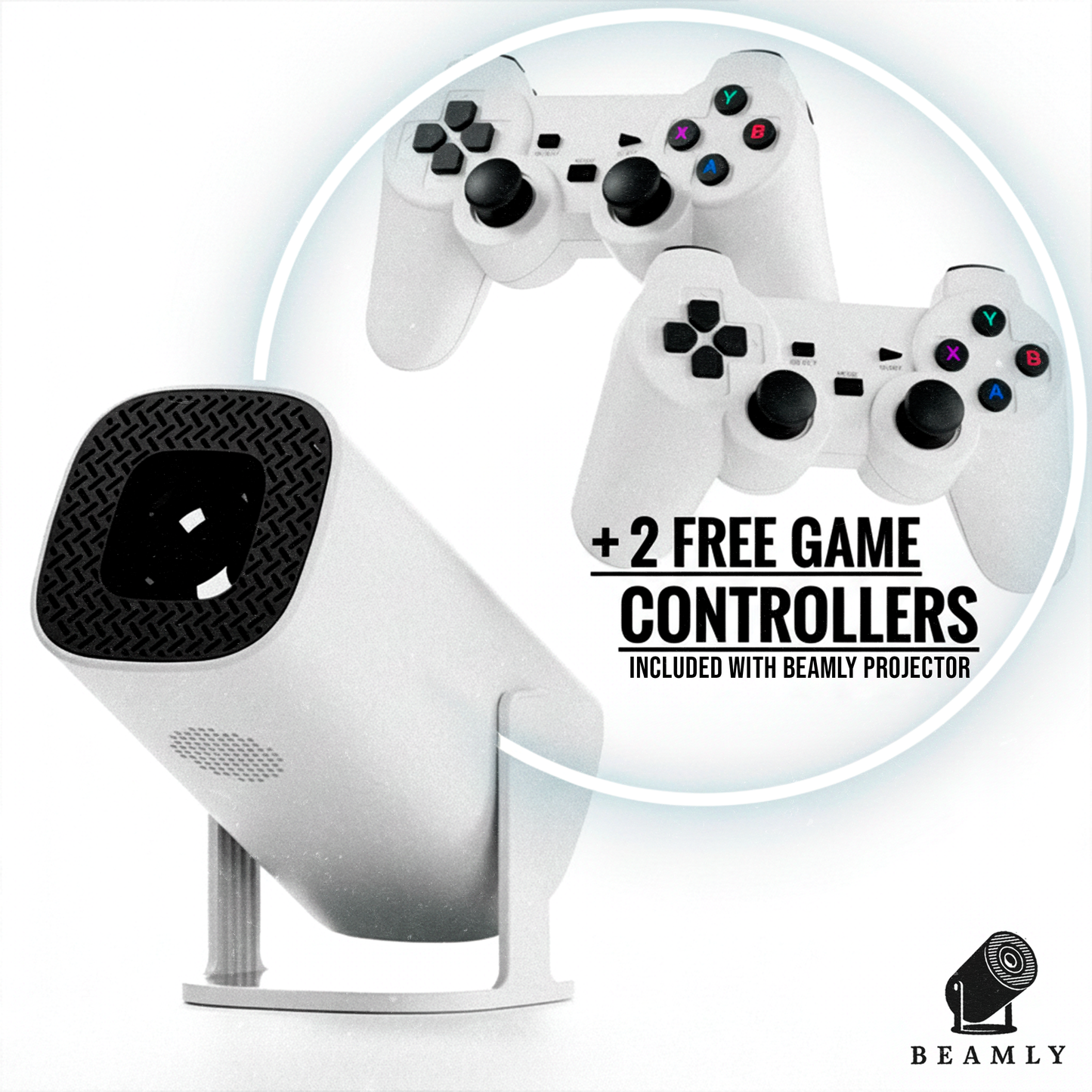 Beamly – 4K-Ready Projector + 2 FREE Game Controllers (Gaming Edition)