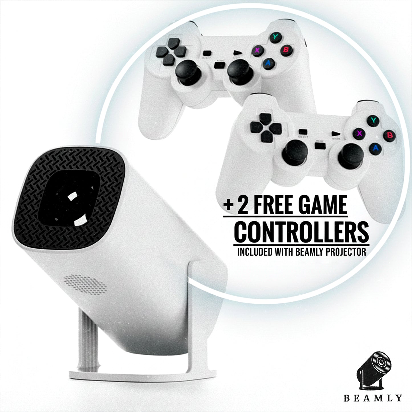 Beamly – 4K-Ready Projector + 2 FREE Game Controllers (Gaming Edition)