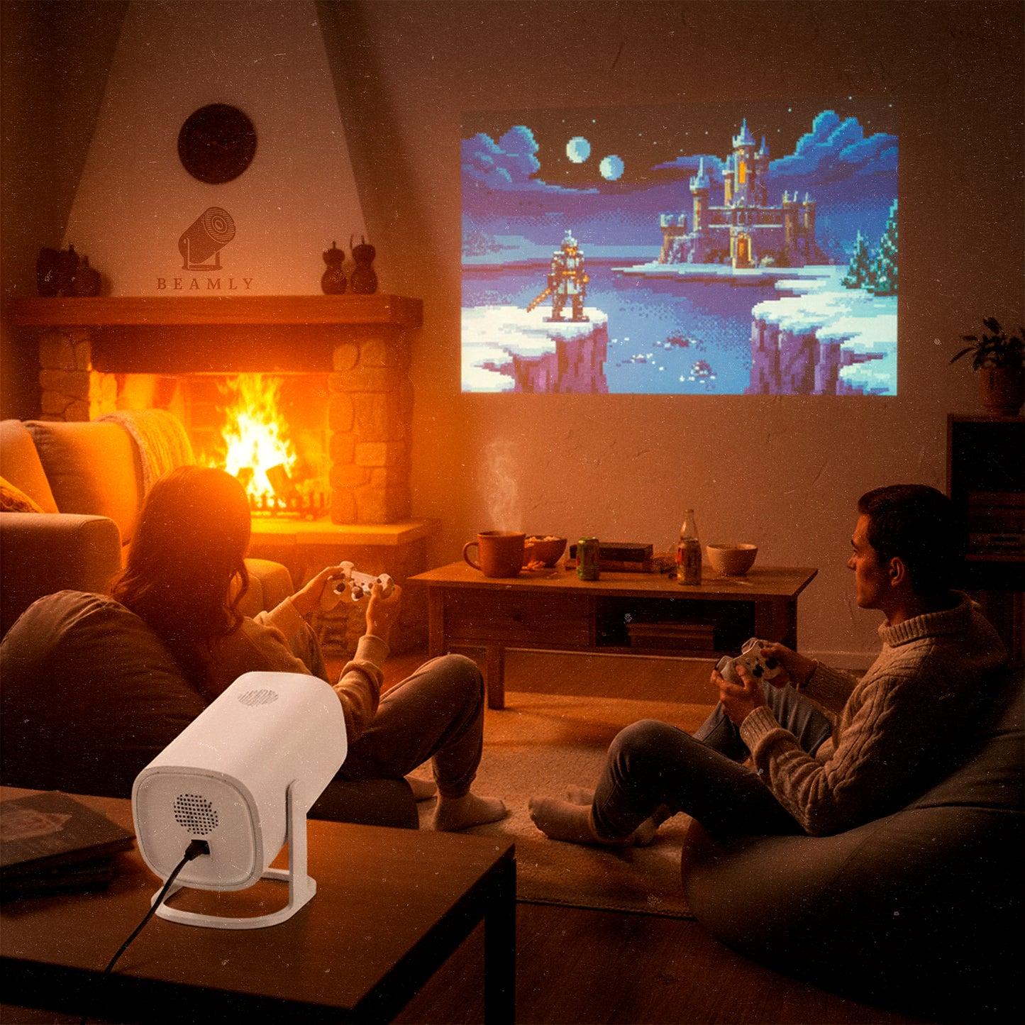 Beamly – 4K-Ready Projector + 2 FREE Game Controllers (Gaming Edition)